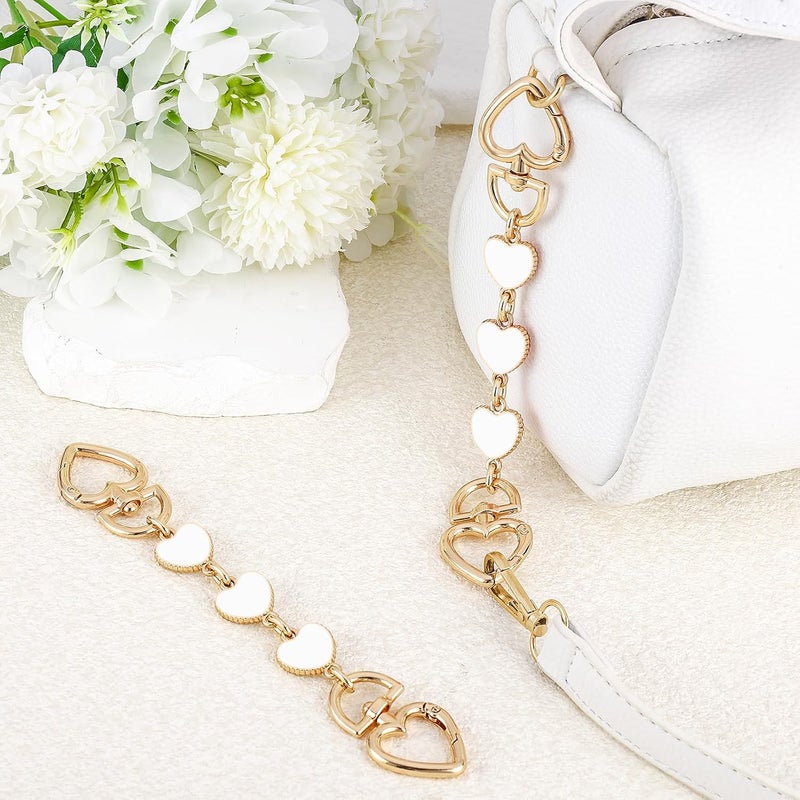 Tmtains 2Pcs Purse Extender Chain Gold Bag Extender Chain Hearts Purse Strap Extender White Purse Strap Replacement Purse Accessories Bag Charms for Handbags Cross Body Bag DIY Purse Making Supplies - Image 5